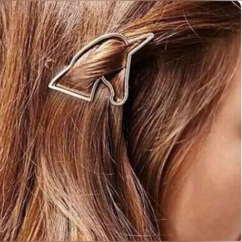 Small Unicorn Horse Gold and Silver Barrette Set Metal Hair Barrettes Gifts